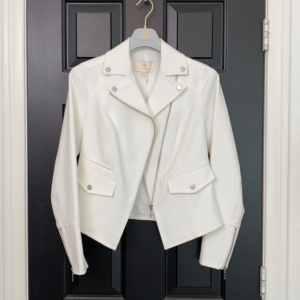 Etcetera white moto jacket